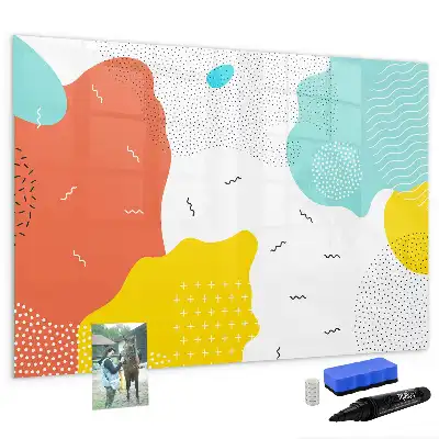 Magnetisch glazen schrijfbord met abstracte POP-kunst
