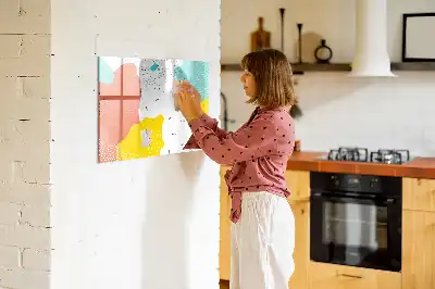 Magnetisch glazen schrijfbord met abstracte POP-kunst