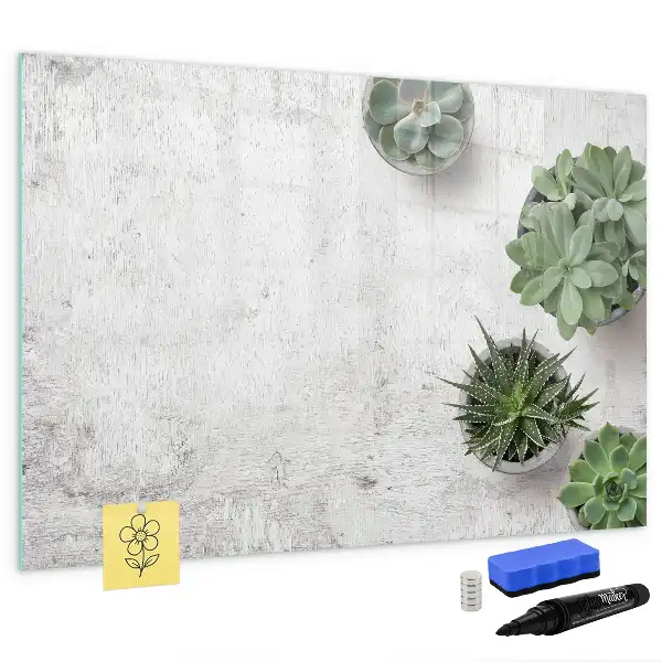 Beschrijfbaar glazen magneetbord met design decoratieve planten