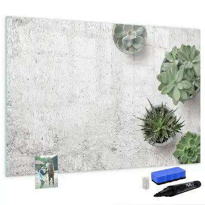 Beschrijfbaar glazen magneetbord met design decoratieve planten
