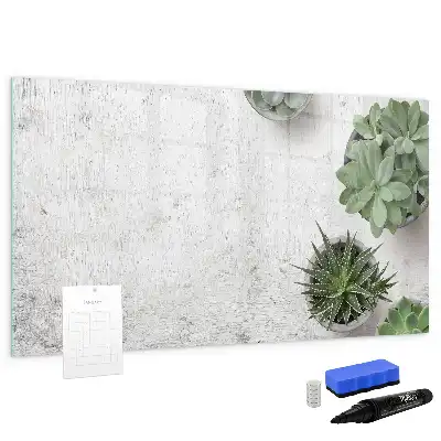 Beschrijfbaar glazen magneetbord met design decoratieve planten