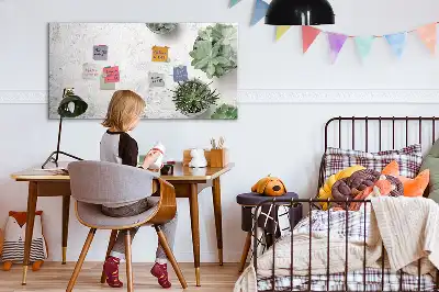 Beschrijfbaar glazen magneetbord met design decoratieve planten