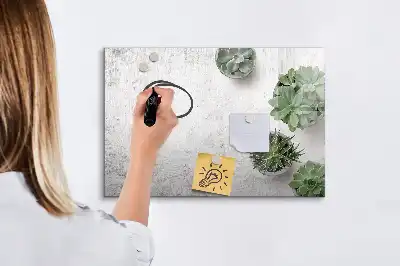 Beschrijfbaar glazen magneetbord met design decoratieve planten