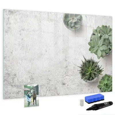 Beschrijfbaar glazen magneetbord met design decoratieve planten