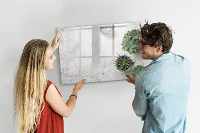 Beschrijfbaar glazen magneetbord met design decoratieve planten