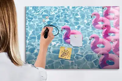 Beschrijfbaar glazen magneetbord met design opblaasbare flamingo's