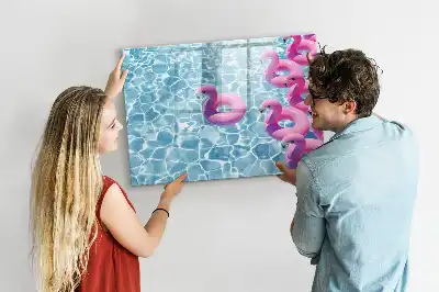 Beschrijfbaar glazen magneetbord met design opblaasbare flamingo's