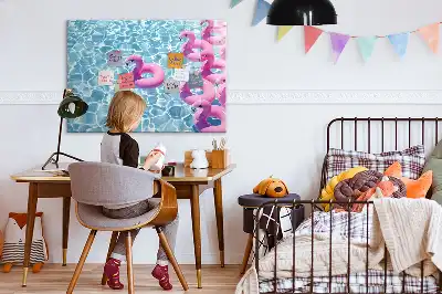 Beschrijfbaar glazen magneetbord met design opblaasbare flamingo's
