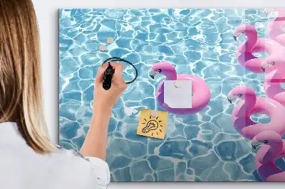 Beschrijfbaar glazen magneetbord met design opblaasbare flamingo's