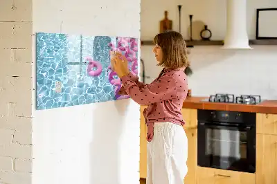 Beschrijfbaar glazen magneetbord met design opblaasbare flamingo's