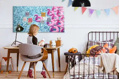 Beschrijfbaar glazen magneetbord met design opblaasbare flamingo's