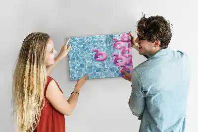 Beschrijfbaar glazen magneetbord met design opblaasbare flamingo's