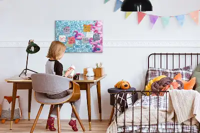 Beschrijfbaar glazen magneetbord met design opblaasbare flamingo's
