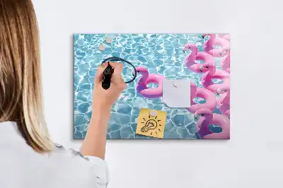 Beschrijfbaar glazen magneetbord met design opblaasbare flamingo's