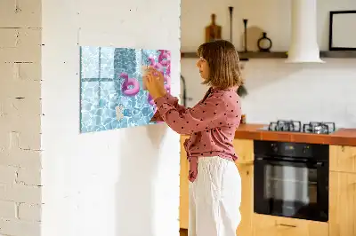Beschrijfbaar glazen magneetbord met design opblaasbare flamingo's