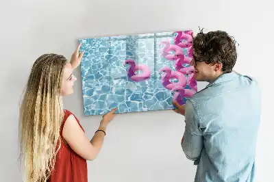 Beschrijfbaar glazen magneetbord met design opblaasbare flamingo's