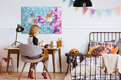 Beschrijfbaar glazen magneetbord met design opblaasbare flamingo's