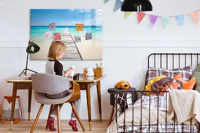 Magnetisch glazen schrijfbord voor notities en foto's met tropisch eiland