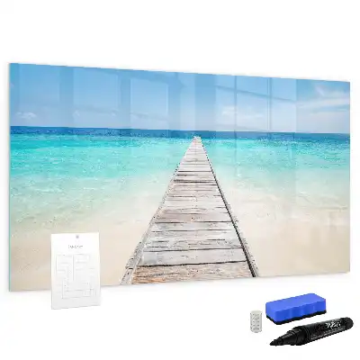 Magnetisch glazen schrijfbord voor notities en foto's met tropisch eiland