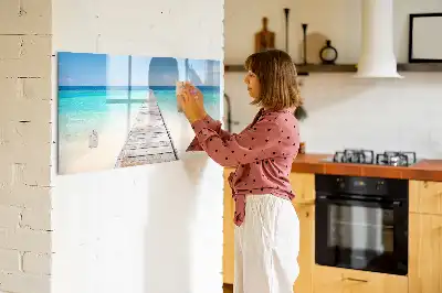 Magnetisch glazen schrijfbord voor notities en foto's met tropisch eiland