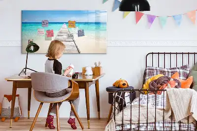 Magnetisch glazen schrijfbord voor notities en foto's met tropisch eiland