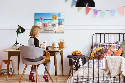 Magnetisch glazen schrijfbord voor notities en foto's met tropisch eiland
