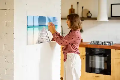 Magnetisch glazen schrijfbord voor notities en foto's met tropisch eiland