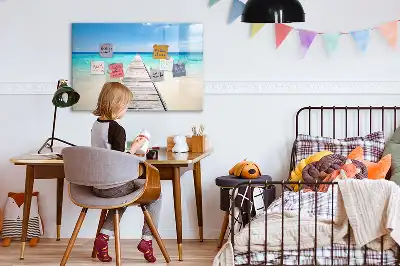 Magnetisch glazen schrijfbord voor notities en foto's met tropisch eiland