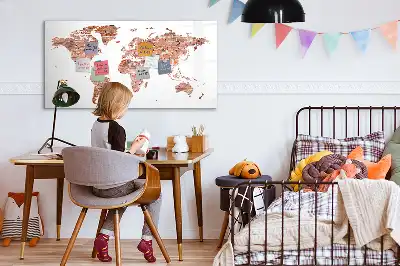 Magnetisch glazen memobord met print van een oude kaart op baksteen