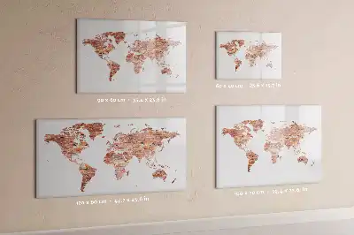 Magnetisch glazen memobord met print van een oude kaart op baksteen