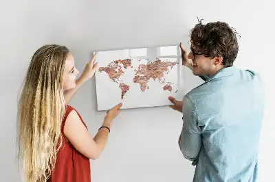 Magnetisch glazen memobord met print van een oude kaart op baksteen