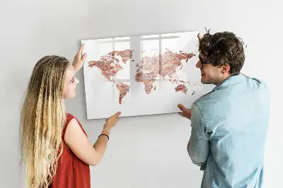 Magnetisch glazen memobord met print van een oude kaart op baksteen
