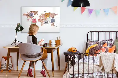 Magnetisch glazen memobord met print van een oude kaart op baksteen