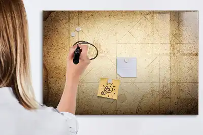 Magnetisch glazen schrijfbord met print van een oude wereldkaart