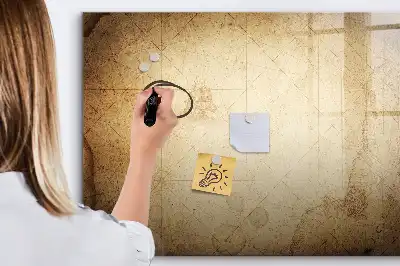 Magnetisch glazen schrijfbord met print van een oude wereldkaart