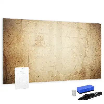 Magnetisch glazen schrijfbord met print van een oude wereldkaart