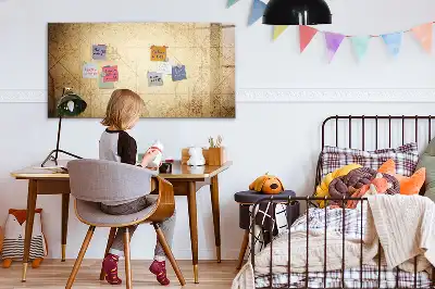 Magnetisch glazen schrijfbord met print van een oude wereldkaart