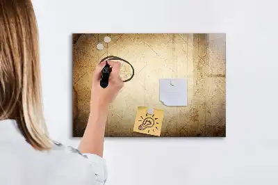 Magnetisch glazen schrijfbord met print van een oude wereldkaart