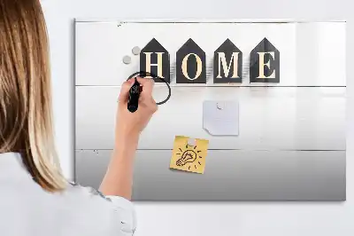 Beschrijfbaar glazen magneetbord met Thuis tekst design