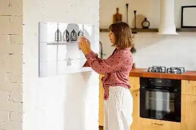 Beschrijfbaar glazen magneetbord met Thuis tekst design