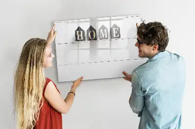 Beschrijfbaar glazen magneetbord met Thuis tekst design