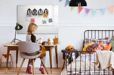 Beschrijfbaar glazen magneetbord met Thuis tekst design
