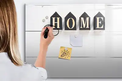 Beschrijfbaar glazen magneetbord met Thuis tekst design