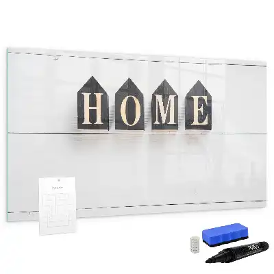 Beschrijfbaar glazen magneetbord met Thuis tekst design