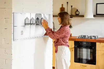 Beschrijfbaar glazen magneetbord met Thuis tekst design