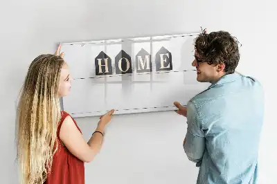 Beschrijfbaar glazen magneetbord met Thuis tekst design