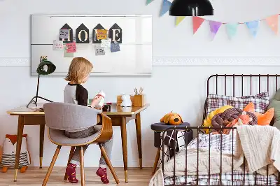 Beschrijfbaar glazen magneetbord met Thuis tekst design