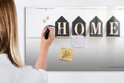 Beschrijfbaar glazen magneetbord met Thuis tekst design