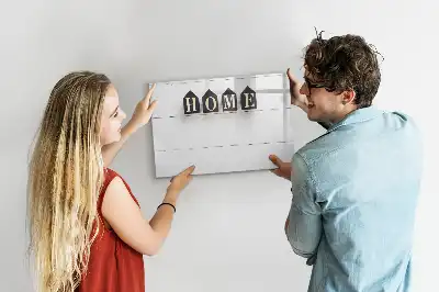 Beschrijfbaar glazen magneetbord met Thuis tekst design