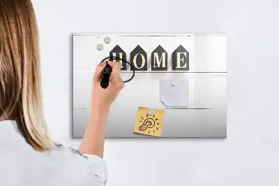 Beschrijfbaar glazen magneetbord met Thuis tekst design